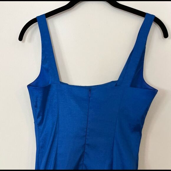 Calvin Klein blue summer dress, square neck cut, ruched, stretchy,flattering, 8 - Picture 7 of 12
